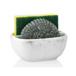 Porte ponges en polyrsine effet marbre blanc