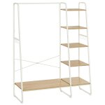 Porte - manteau 5 tagres industriel effet bois blanc