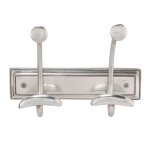 Porte - manteaux mural 2 patres en laiton finition argent - h17 cm
