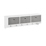 Porte manteau mural étagère 3 tiroirs effet bois blanc Porte manteau mural étagère 3 tiroirs effet bois blanc