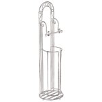 Porte papier - toilette sur pied en mtal blanc vielli