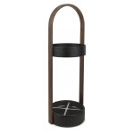 Porte - parapluies en bois coloris noyer et mtal noir