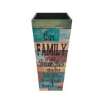 Porte parapluie rectangulaire en toile bois bleu orange et gris