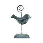 Porte photo en forme d'oiseau en mtal gris 12, 5 x 8 cm