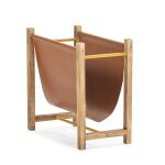Porte - revues en cuir synthtique et bois naturel