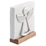 Porte - serviettes bois de manguier et mtal ange argent