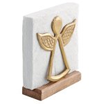 Porte - serviettes bois de manguier et mtal ange dor