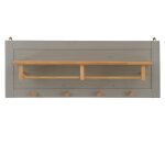 Portemanteau mural 4 patères 1 étagère en bois massif, gris / brun Portemanteau mural 4 patères 1 étagère en bois massif, gris / brun