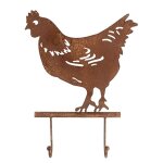 Portemanteau mural m�tal marron 2 crochets poule 24x5x31cm