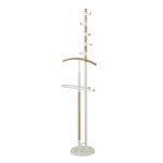 Portemanteau et valet de nuit en bois chêne et blanc 178x47x31 cm Portemanteau et valet de nuit en bois chêne et blanc 178x47x31 cm