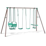 Portique en mtal 4 agrs avec face  face vert menthe