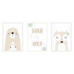 Poster adhésif (lot de 3) animaux de la forêt vert 21x29, 7 cm Poster adhésif (lot de 3) animaux de la forêt vert 21x29, 7 cm
