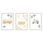 Poster adh�sif (lot de 3) voyage multicolore 21x29, 7 cm