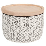 Pot en c�ramique � motifs noirs et blancs