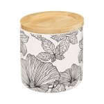 Pot  coton esprit floral cramique blanc  9. 8x11 cm