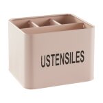 Pot � couverts 4 compartiments m�tal 18x15cm rose