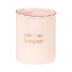 Pot  crayons en porcelaine rose avec liser dor et grav amour