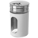 Pot à épices rond en métal et verre blanc Pot à épices rond en métal et verre blanc