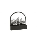 Pot de fleurs mural avec cactus en mtal noir l38xl11xh40cm