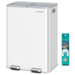 Poubelle de cuisine 2 x 30 l 15 sacs poubelle inclus blanc Poubelle de cuisine 2 x 30 l 15 sacs poubelle inclus blanc
