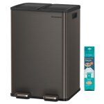 Poubelle de cuisine 2 x 30 l 2 compartiments poubelle  pdale gris