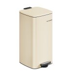 Poubelle de cuisine 30 l en acier avec seau intérieur beige sable Poubelle de cuisine 30 l en acier avec seau intérieur beige sable