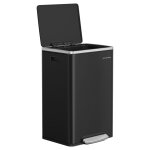 Poubelle de cuisine 50 l avec 15 sacs poubelle avec couvercle noir