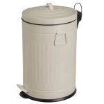 Poubelle de cuisine rtro en mtal beige 20l