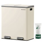 Poubelle cuisine poubelle de tri 2 x 30l acier crme avec 15 sacs