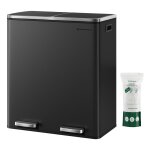 Poubelle cuisine poubelle de tri 2 x 30l acier noir avec 15 sacs