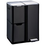 Poubelle de cuisine tri sélectif acier inoxydable noir 60l Poubelle de cuisine tri sélectif acier inoxydable noir 60l