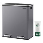 Poubelle  double compartiment 2 x 30 l couvercles poignes gris