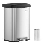 Poubelle  pdale 50l acier argent