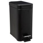 Poubelle salle de bain m�tal noir rectangulaire - 5l