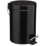 Poubelle salle de bain mtal noir ronde - 3l