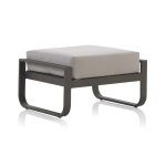 Pouf aluminium et fibre synthtique marron avec coussin gris