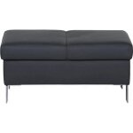 Pouf - banquette assise r�glable, en cuir italien vachette, noir