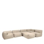 Pouf canap modulaire 6 pices intrieur et extrieur en olfine beige