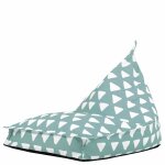 Pouf chauffeuse enfant int / ext � imprim� triangle triangle vert sauge