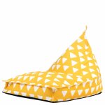 Pouf chauffeuse enfant int�rieur ext�rieur � imprim� triangle jaune