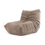 Pouf chauffeuse en tissu chenille garni de mousse extensible beige Pouf chauffeuse en tissu chenille garni de mousse extensible beige