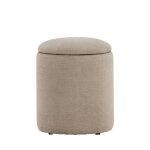 Pouf coffre rond en tissu 32cm - beige