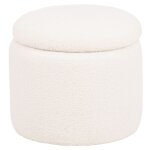 Pouf coffre en tissu effet laine boucle crue