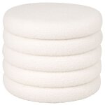 Pouf coffre en tissu effet laine bouclée écrue Pouf coffre en tissu effet laine bouclée écrue