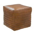 Pouf cube en cuir