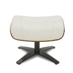 Pouf en cuir blanc et chêne naturel Pouf en cuir blanc et chêne naturel