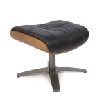 Pouf en cuir noir et chêne naturel Pouf en cuir noir et chêne naturel
