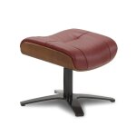 Pouf en cuir rouge et chêne naturel Pouf en cuir rouge et chêne naturel