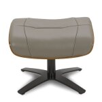 Pouf en cuir taupe et ch�ne naturel