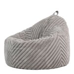 Pouf fausse fourrure côtelée gris clair Pouf fausse fourrure côtelée gris clair